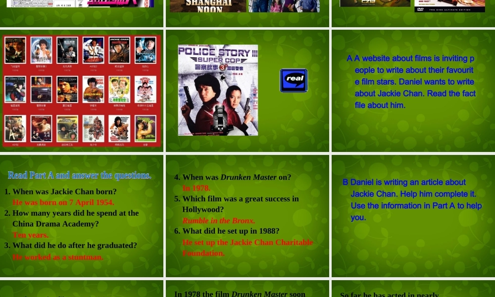 江苏省仪征市月塘中学九年级英语上册 Unit 7 Films Task课件 .ppt