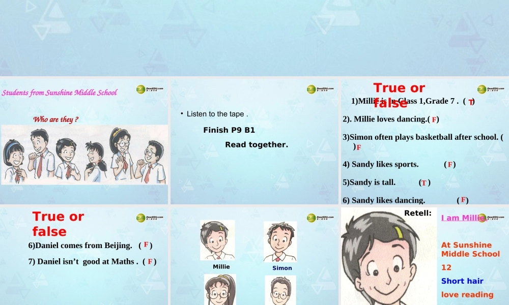 江苏省宜兴市屺亭中学七年级英语上册 7A Unit 1 This is me Reading课件 .ppt