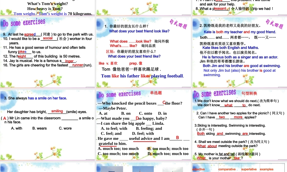 江苏省永丰初级中学八年级英语上册 Unit 1 Friends Revision课件.ppt