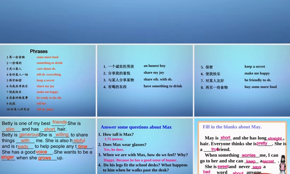 江苏省永丰初级中学八年级英语上册 Unit 1 Friends复习课件2.ppt