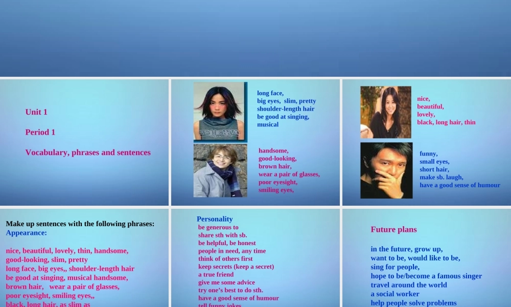 江苏省永丰初级中学八年级英语上册 Unit 1 Friends复习课件1.ppt