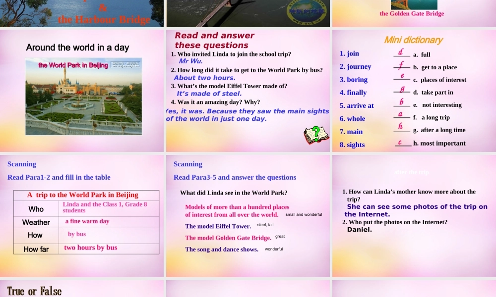 江苏省永丰初级中学八年级英语上册 Unit 3 A day out Reading 1课件.ppt