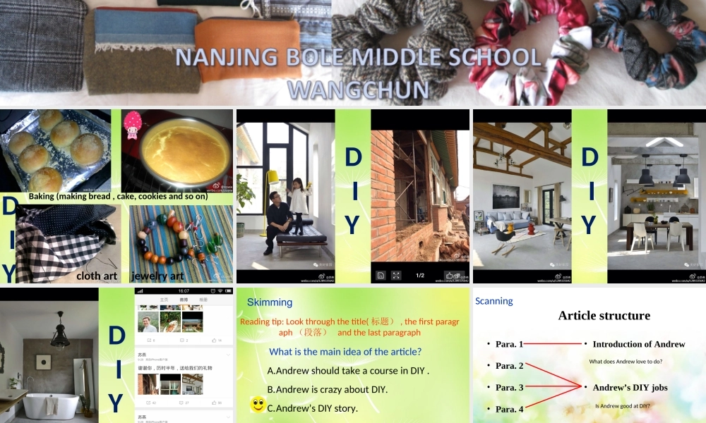 江苏省永丰初级中学八年级英语上册 Unit 4 Do it yourself课件.ppt