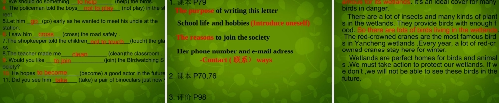 江苏省永丰初级中学八年级英语上册《Unit 6 Bird watching Revision》课件.ppt