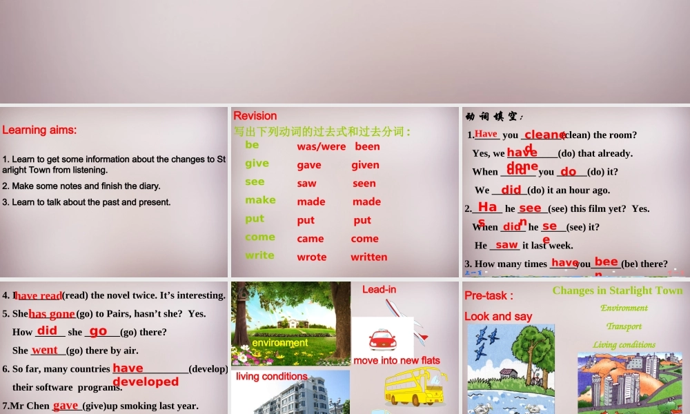 江苏省永丰初级中学八年级英语下册 Unit 1 Past and Present Integrated skills课件 .ppt