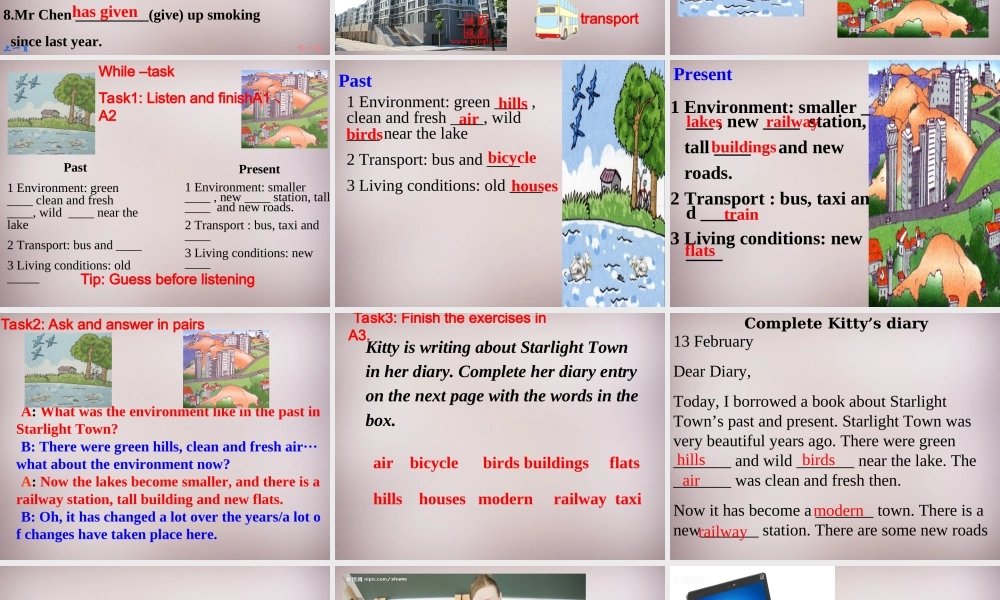 江苏省永丰初级中学八年级英语下册 Unit 1 Past and Present Integrated skills课件 .ppt