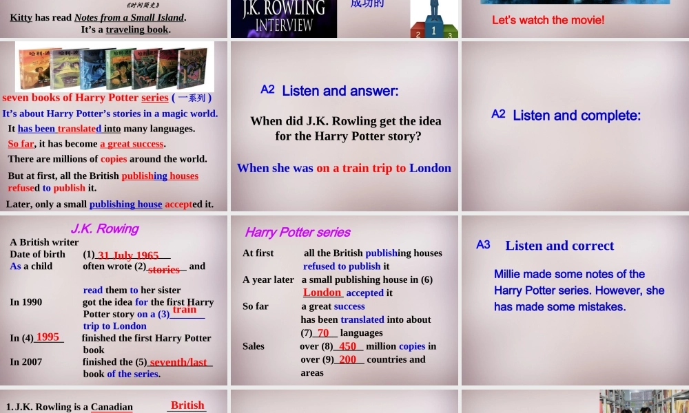 江苏省永丰初级中学八年级英语下册 Unit 4 A good read Integrated skills课件 .ppt