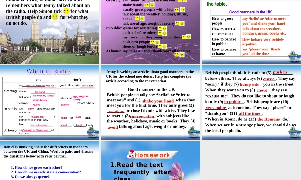 江苏省永丰初级中学八年级英语下册 Unit 5 Good manners Reading课件 .ppt