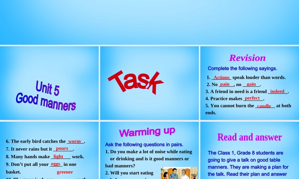 江苏省永丰初级中学八年级英语下册 Unit 5 Good manners Task课件 .ppt