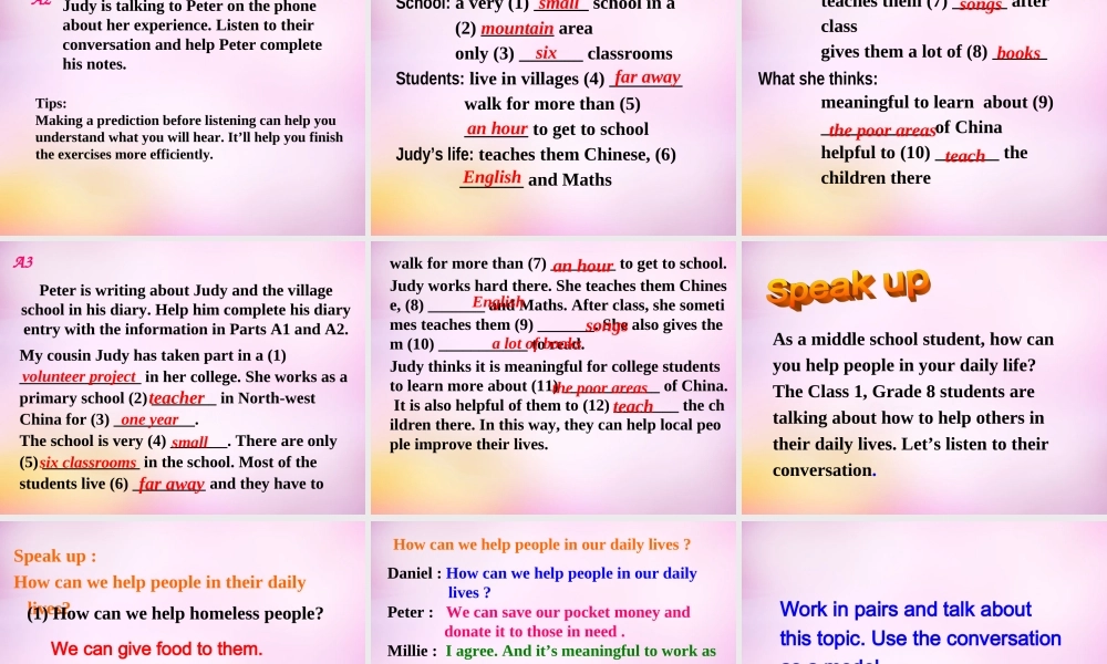 江苏省永丰初级中学八年级英语下册 Unit 6 Sunshine for all Integrated skills课件 .ppt