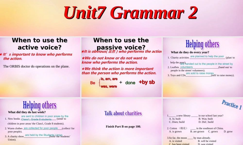 江苏省永丰初级中学八年级英语下册 Unit 7 International Charities Grammar 2课件 .ppt