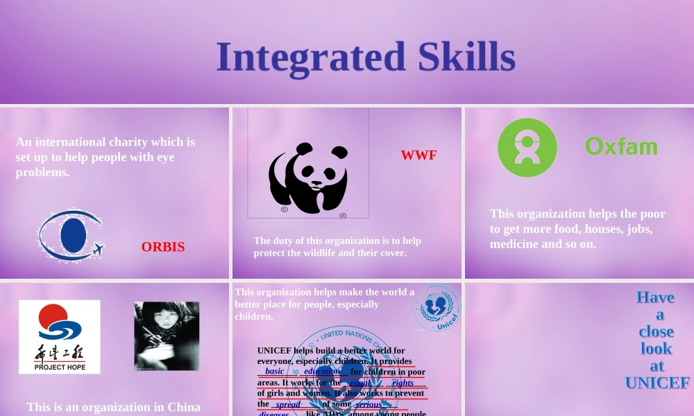 江苏省永丰初级中学八年级英语下册 Unit 7 International Charities Integrated skills课件1 .ppt
