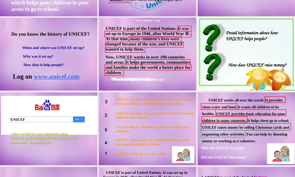 江苏省永丰初级中学八年级英语下册 Unit 7 International Charities Integrated skills课件1 .ppt