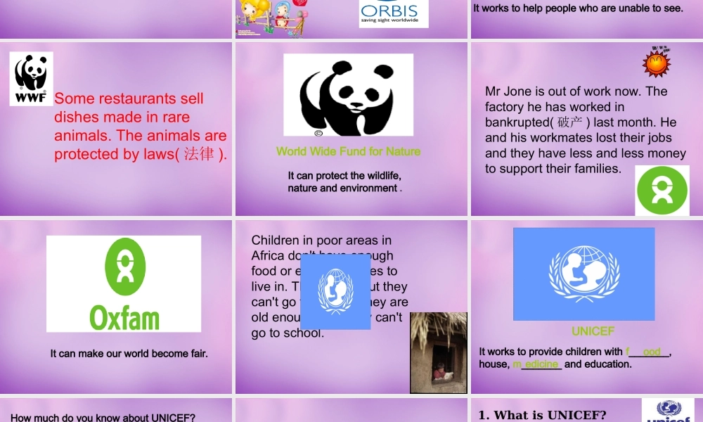 江苏省永丰初级中学八年级英语下册 Unit 7 International Charities Integrated skills课件2 .ppt