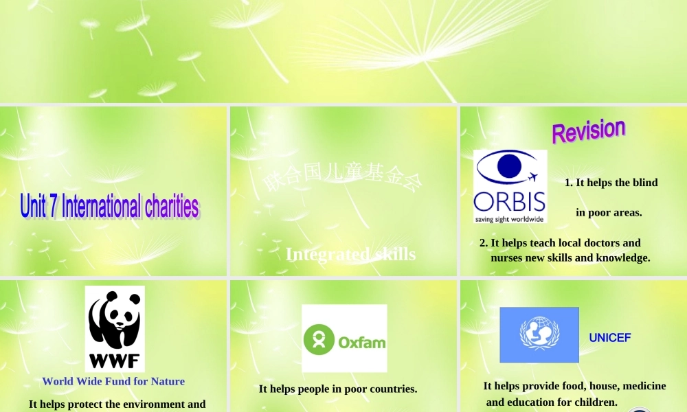 江苏省永丰初级中学八年级英语下册 Unit 7 International Charities Intergrated skills课件 .ppt