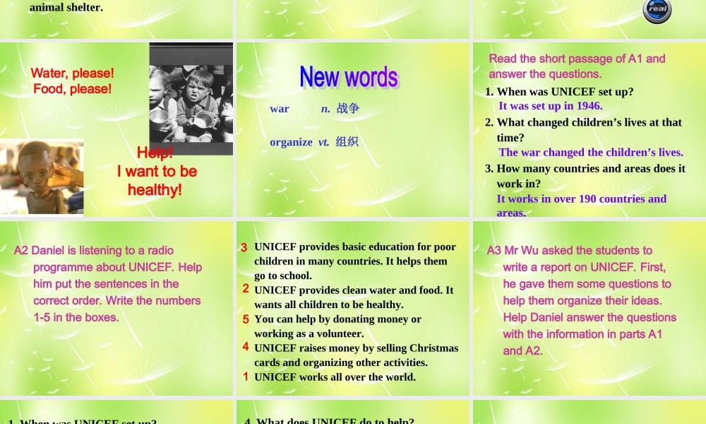 江苏省永丰初级中学八年级英语下册 Unit 7 International Charities Intergrated skills课件 .ppt