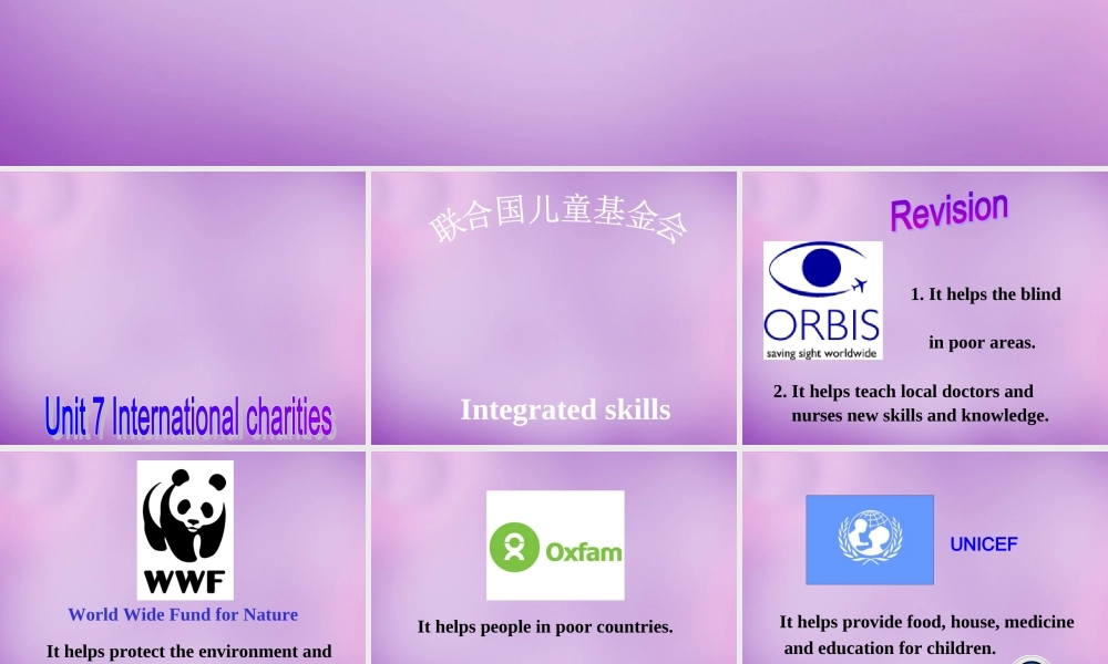 江苏省永丰初级中学八年级英语下册 Unit 7 International Charities Integrated skills课件3 .ppt