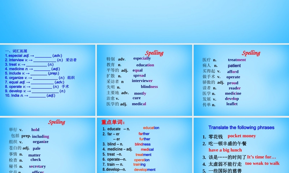 江苏省永丰初级中学八年级英语下册 Unit 7 International Charities revision课件 .ppt