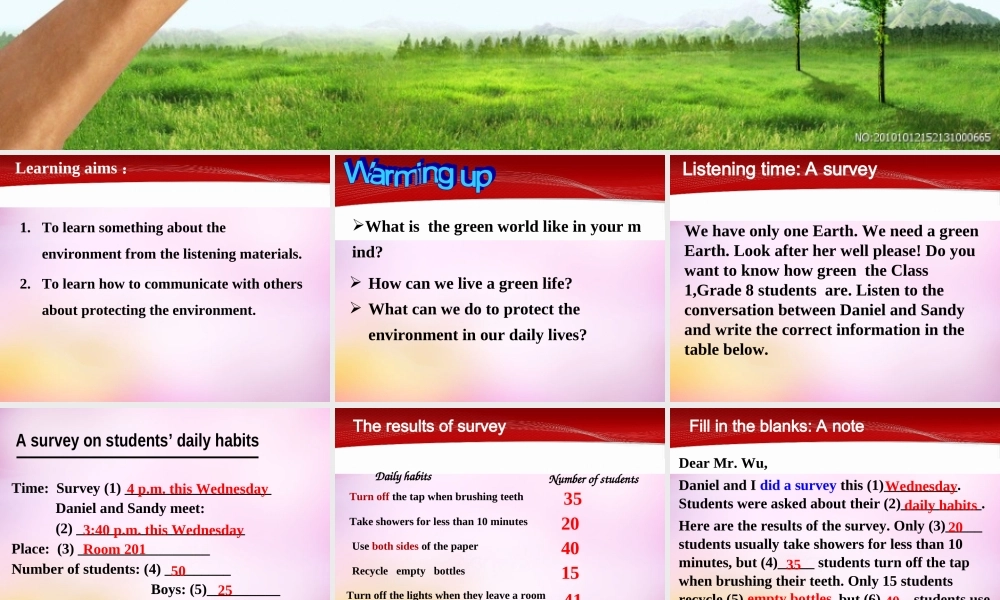江苏省永丰初级中学八年级英语下册 Unit 8 A Green World Intergrated skills课件 .ppt