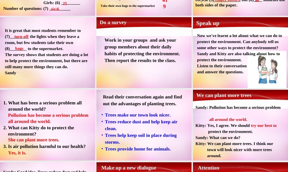 江苏省永丰初级中学八年级英语下册 Unit 8 A Green World Intergrated skills课件 .ppt