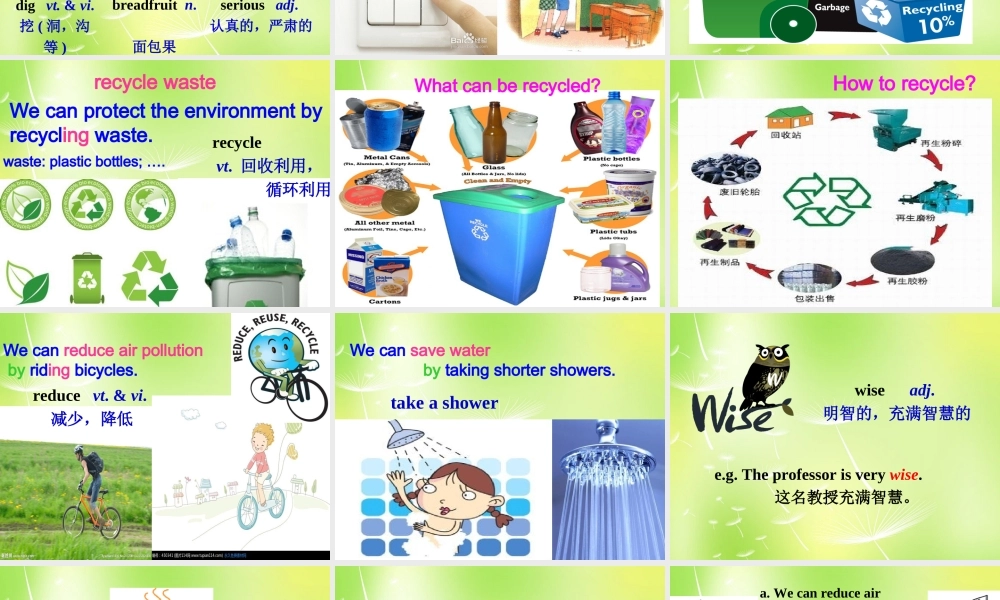 江苏省永丰初级中学八年级英语下册 Unit 8 A green world Welcome to the unit课件 .ppt