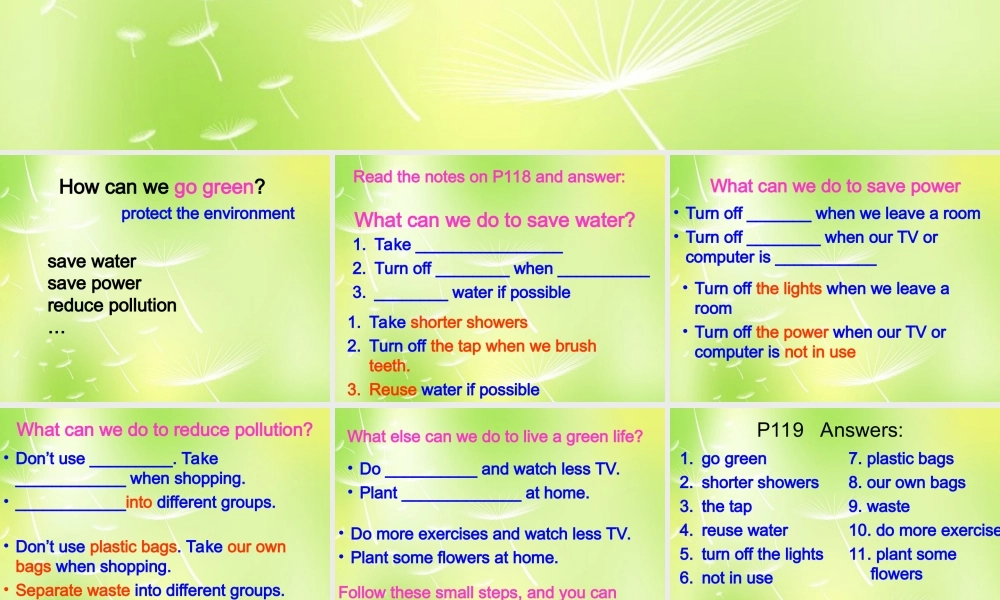 江苏省永丰初级中学八年级英语下册 Unit 8 A green world Task课件1 .ppt