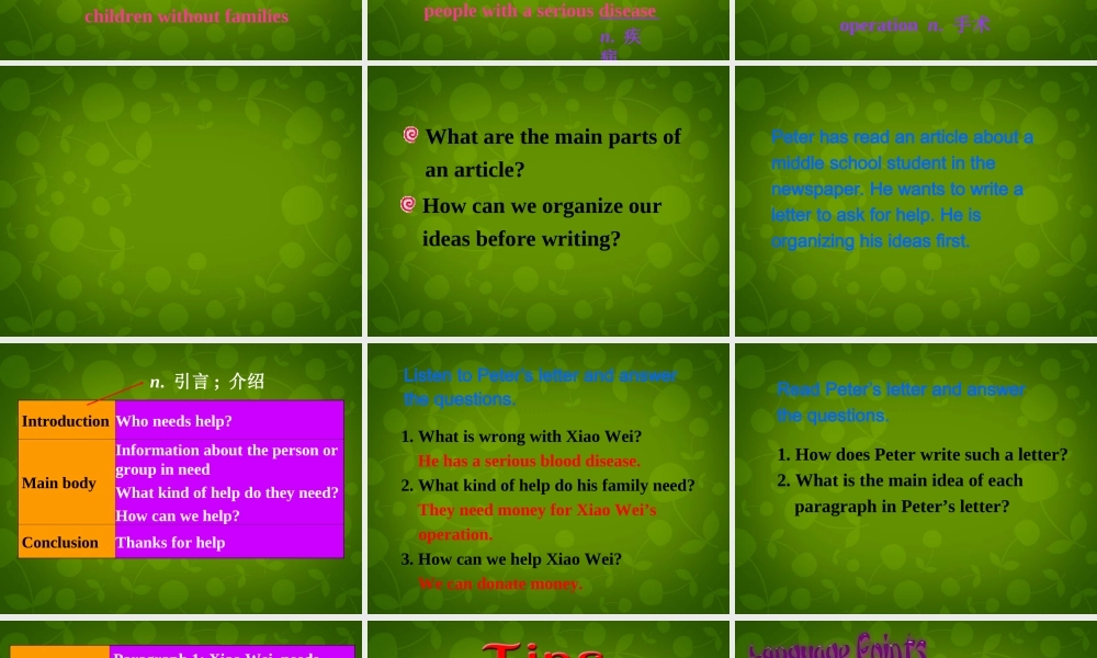 江苏省永丰初级中学八年级英语下册《Unit 6 Sunshine for all Task》课件 .ppt