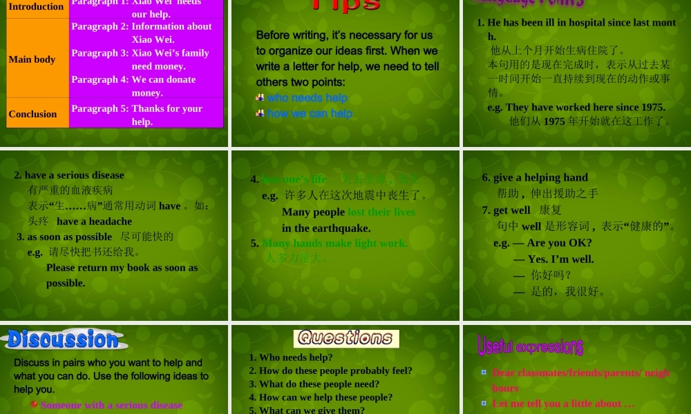 江苏省永丰初级中学八年级英语下册《Unit 6 Sunshine for all Task》课件 .ppt