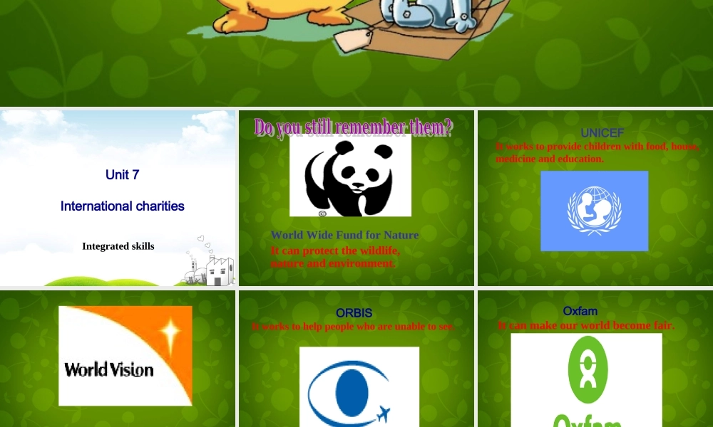 江苏省永丰初级中学八年级英语下册《Unit 7 International charities Integrated skills》课件 .ppt