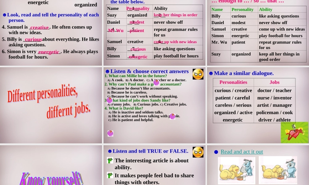 江苏省永丰初级中学九年级英语上册 Unit 1 Know yourself comic and welcome课件 .ppt