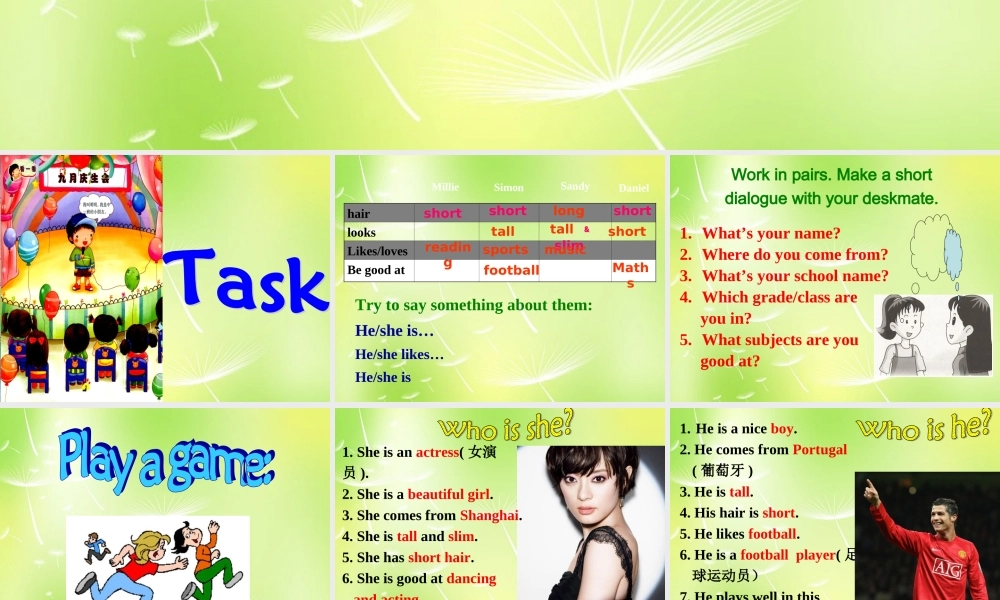 江苏省永丰初级中学七年级英语上册 Unit 1 This is me Task课件 .ppt