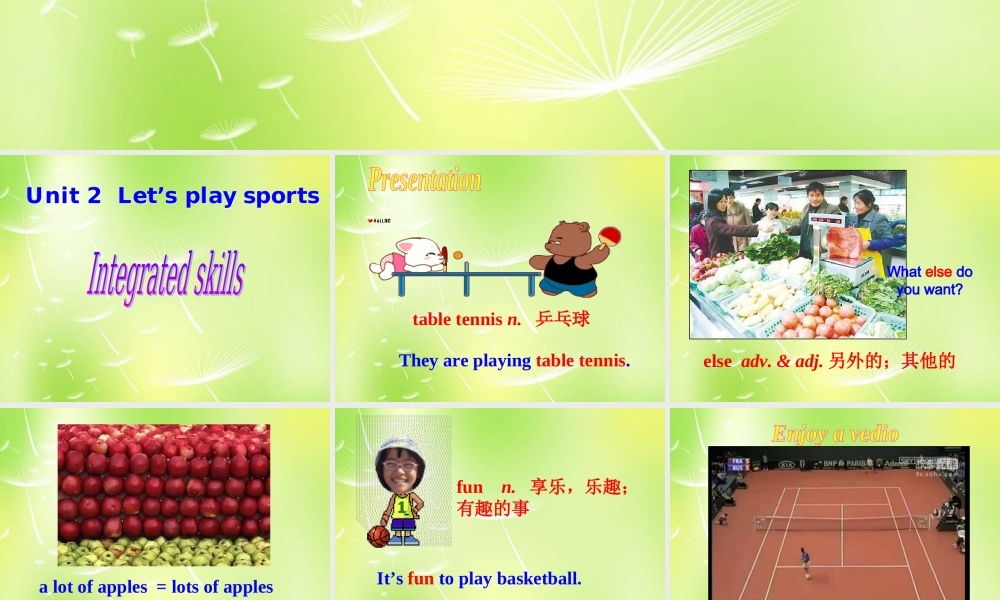 江苏省永丰初级中学七年级英语上册 Unit 2 Let's play sports Integrated skills课件 .ppt