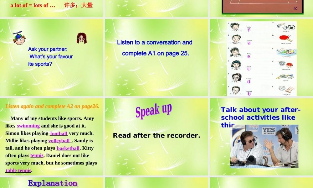 江苏省永丰初级中学七年级英语上册 Unit 2 Let's play sports Integrated skills课件 .ppt