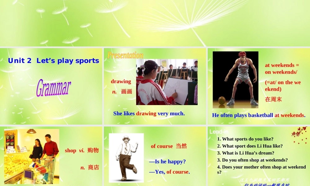 江苏省永丰初级中学七年级英语上册 Unit 2 Let's play sports Grammar课件 .ppt