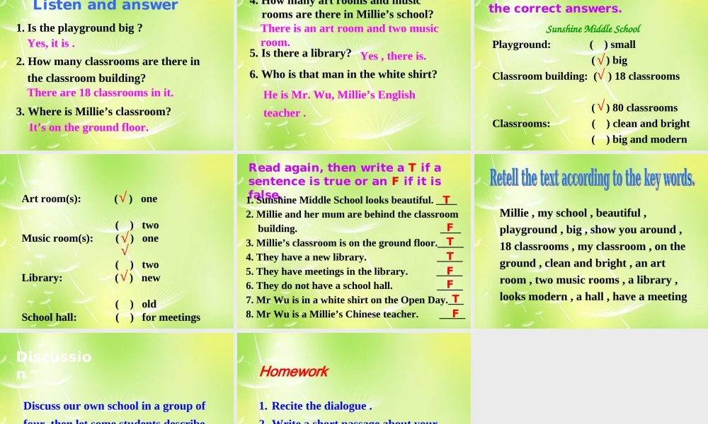 江苏省永丰初级中学七年级英语上册 Unit 3 Welcome to our school Reading Ⅰ课件 .ppt