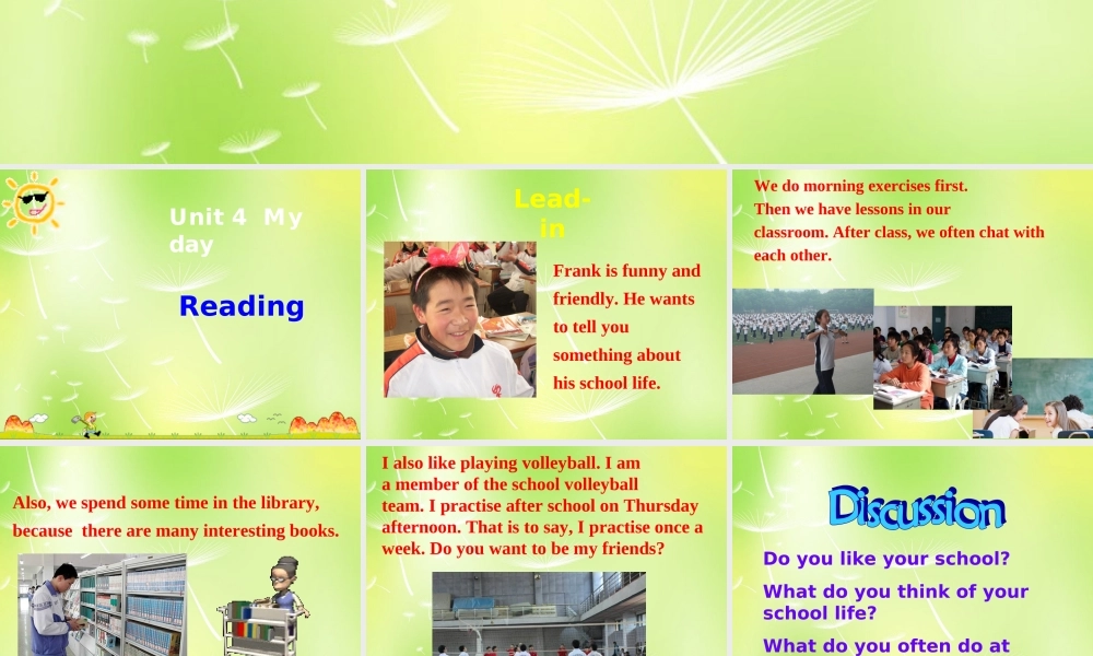 江苏省永丰初级中学七年级英语上册 Unit 4 My day reading课件 .ppt