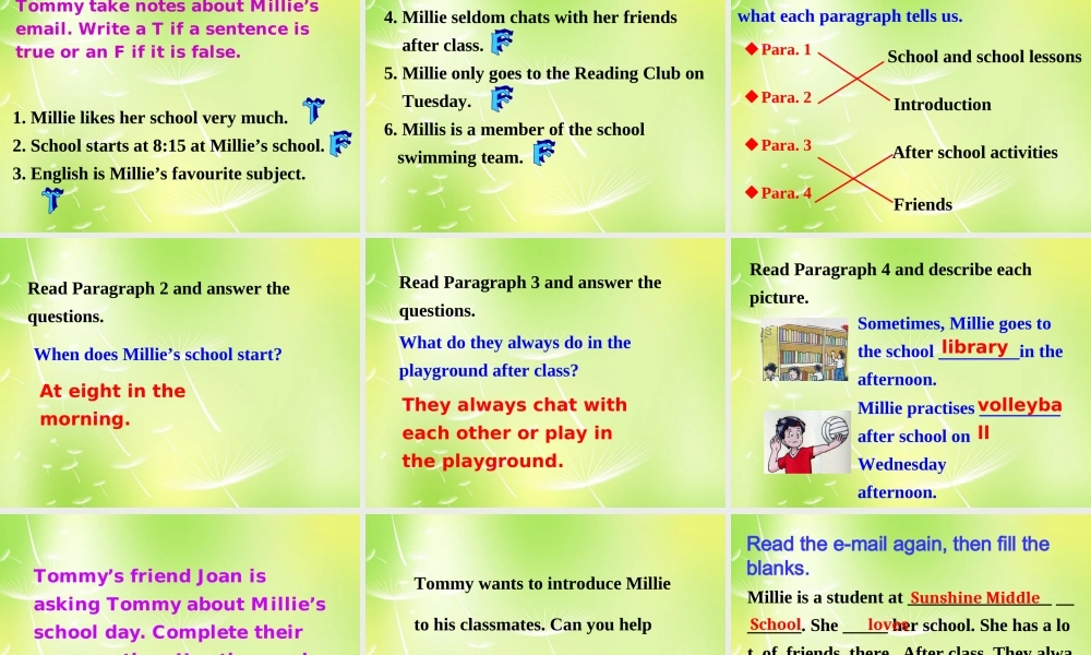 江苏省永丰初级中学七年级英语上册 Unit 4 My day reading课件 .ppt