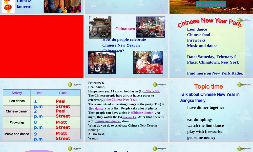 江苏省永丰初级中学七年级英语上册 Unit 5 Let's celebrate Integrated skills课件 .ppt