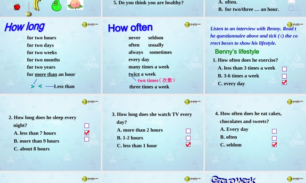 江苏省永丰初级中学七年级英语上册 Unit 6 Food and lifestyle Integrated skills课件 .ppt