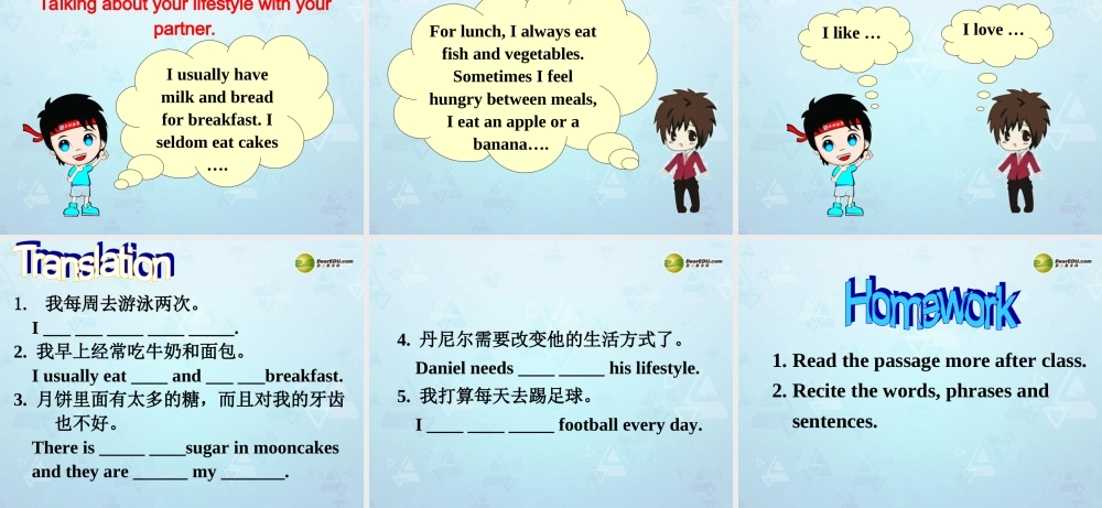 江苏省永丰初级中学七年级英语上册 Unit 6 Food and lifestyle Reading Ⅱ课件 .ppt