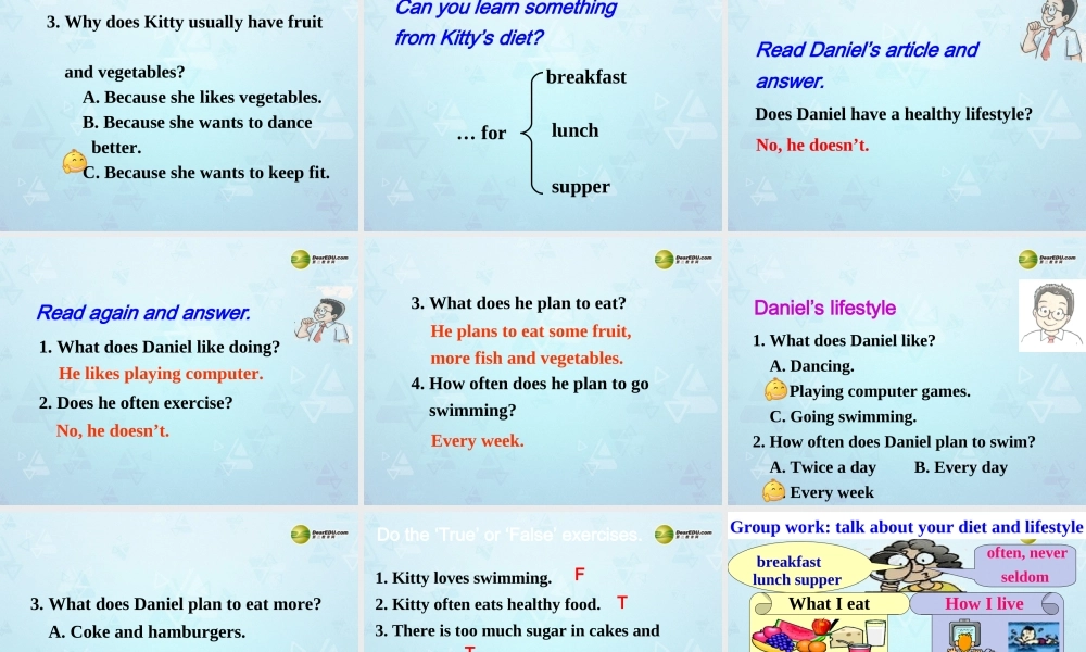 江苏省永丰初级中学七年级英语上册 Unit 6 Food and lifestyle Reading I课件 .ppt