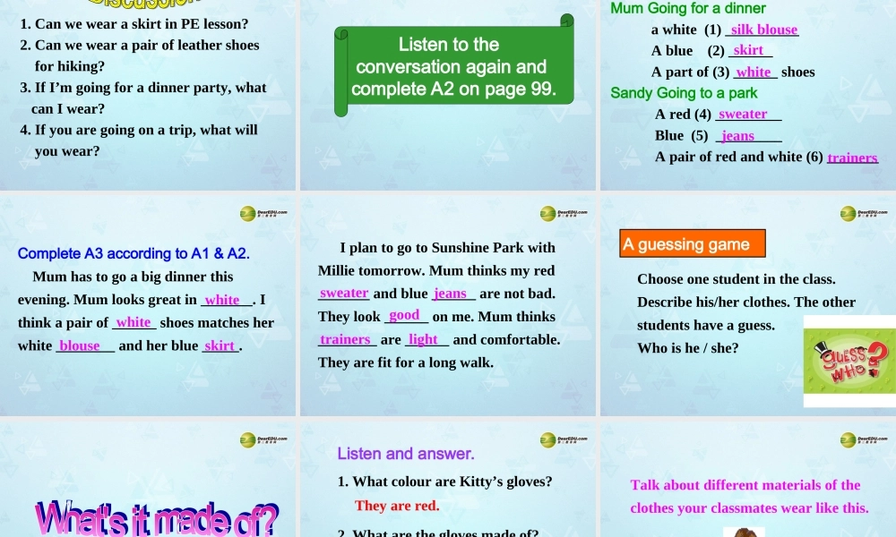 江苏省永丰初级中学七年级英语上册 Unit 8 Fashion Integrated skills课件 .ppt