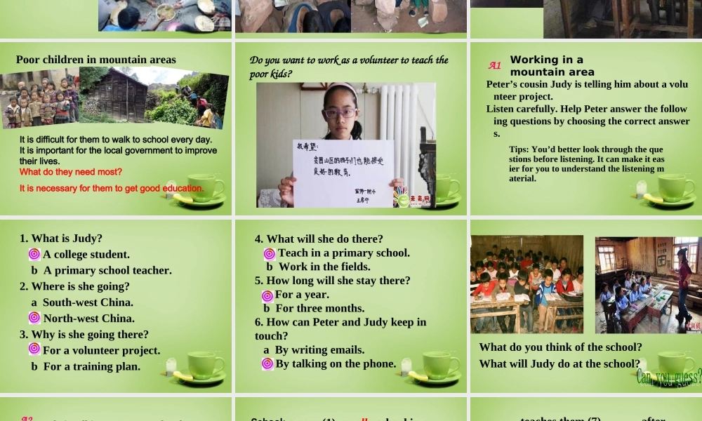 江苏省永丰县初级中学八年级英语下册 Unit 6 Sunshine for all Integrated skills课件1 .ppt