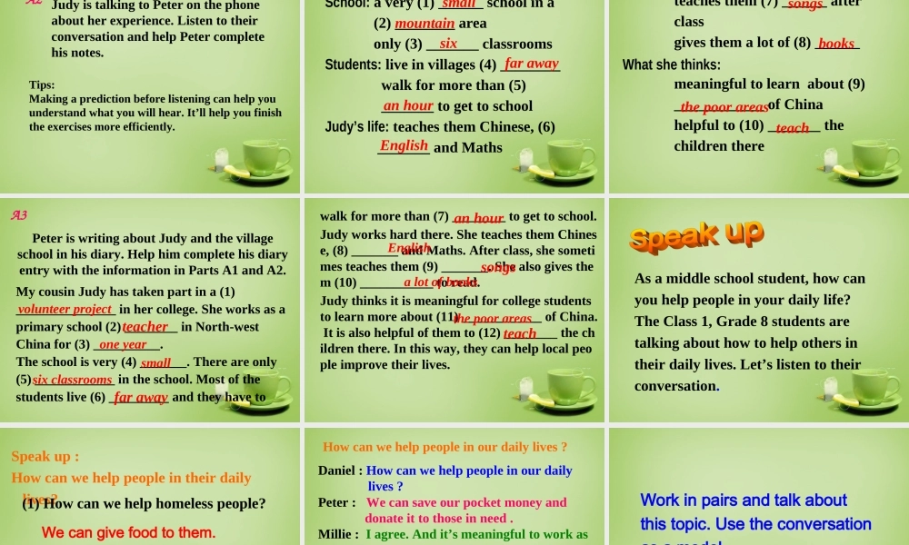 江苏省永丰县初级中学八年级英语下册 Unit 6 Sunshine for all Integrated skills课件1 .ppt