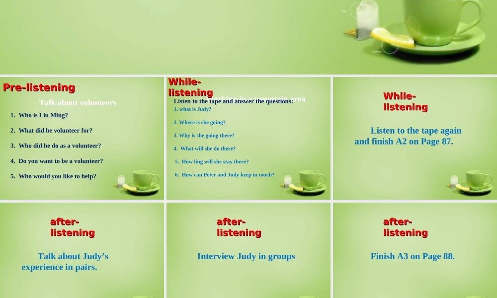 江苏省永丰县初级中学八年级英语下册 Unit 6 Sunshine for all Integrated skills课件2 .ppt