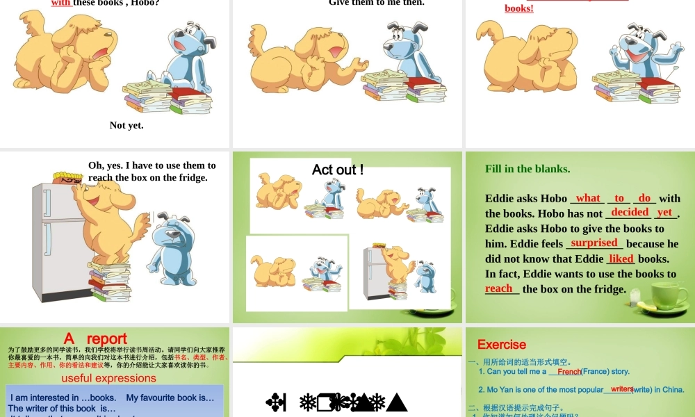 江苏省永丰县初级中学八年级英语下册 Unit 4 A good read Welcome to the Unit课件 .ppt