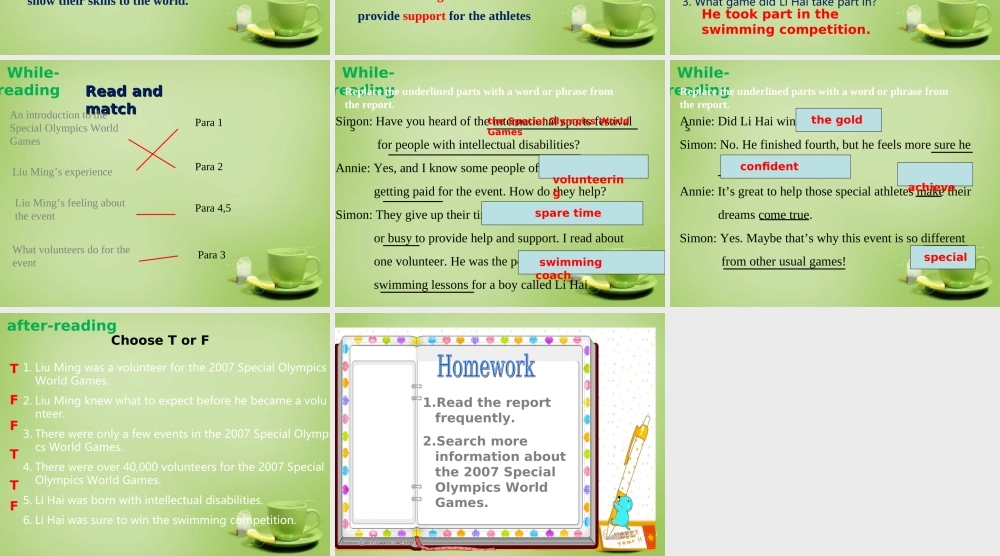 江苏省永丰县初级中学八年级英语下册 Unit 6 Sunshine for all Reading 1课件 .ppt