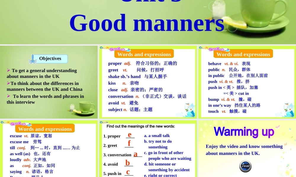 江苏省永丰县初级中学八年级英语下册 Unit 5 Good manners Reading课件 .ppt