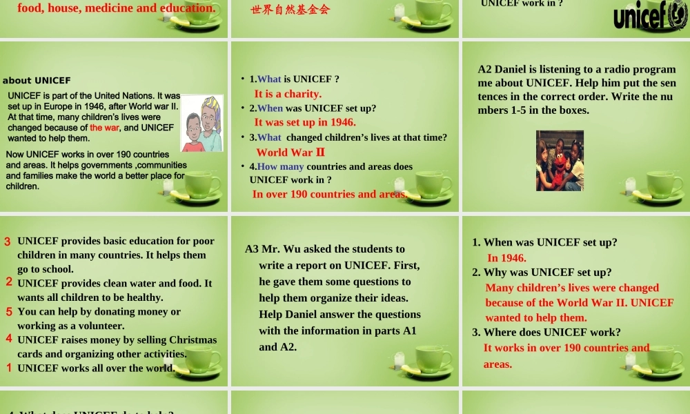 江苏省永丰县初级中学八年级英语下册 Unit 7 International Charities Intergrated skills课件 .ppt