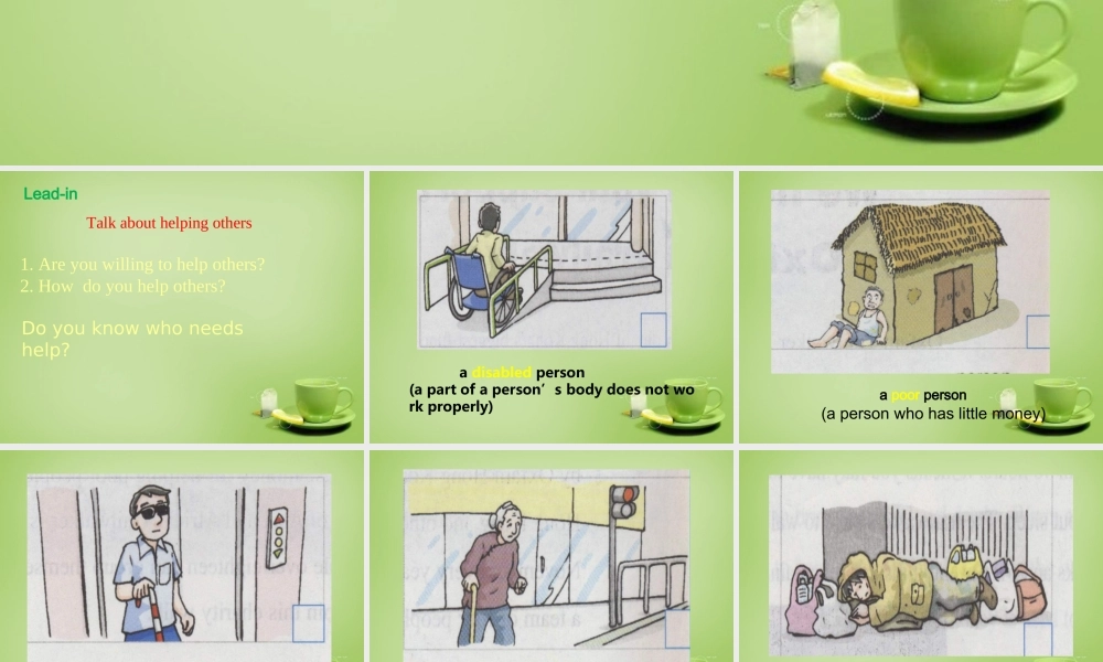 江苏省永丰县初级中学八年级英语下册 Unit 6 Sunshine for all Welcome to the Unit课件 .ppt